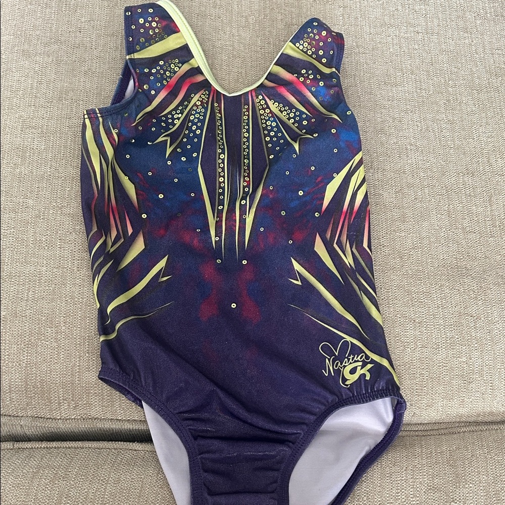 GK CL Nastia Liukin Purple and Yellow Leotard